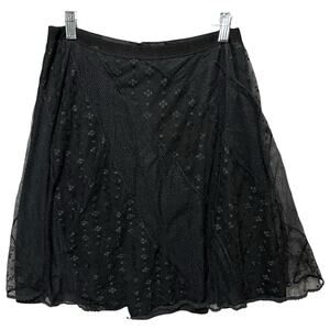 EXPRESS Womens Y2K Midi Skirt Sz 5/6 Dark Romantic Goth Floral Lace Mesh Witchy